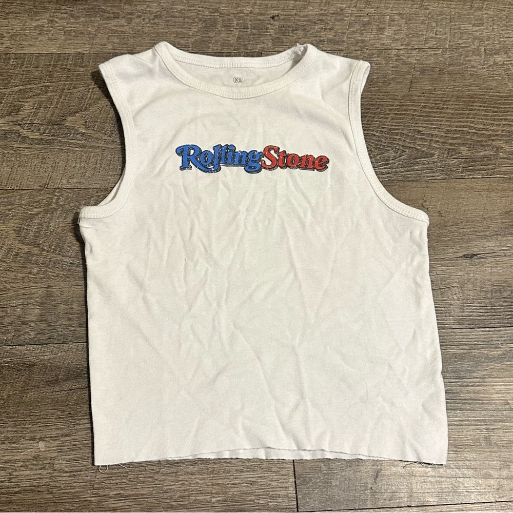 The Rolling Stones White Tank Top with Graphic Design